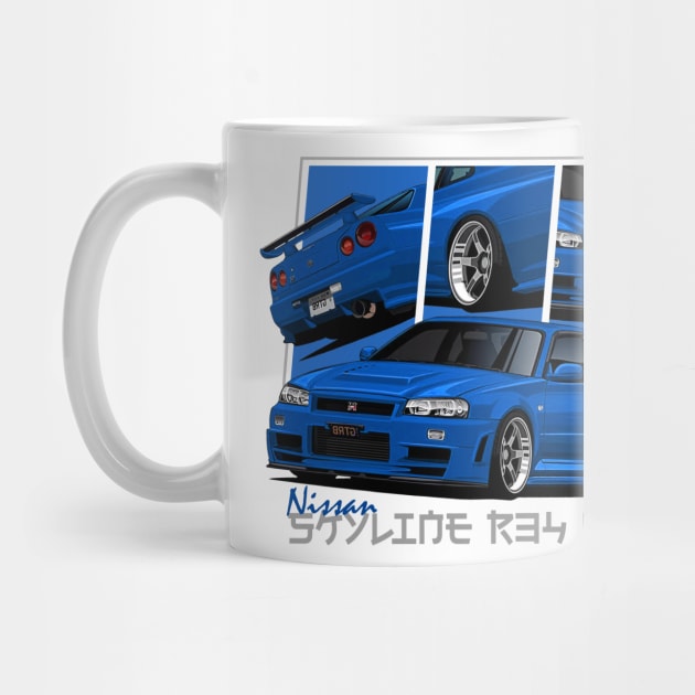 Nissan Skyline r34 GTR Blue, JDM Car by T-JD